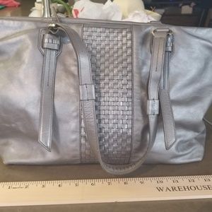 Cole Haan Silver Metallic Tote in good shape